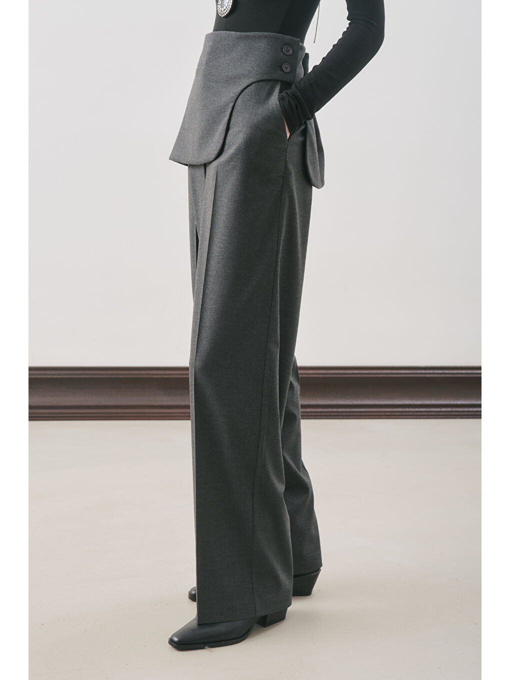 Klasik Kesim Kumaş Pantolon Antrasit-3