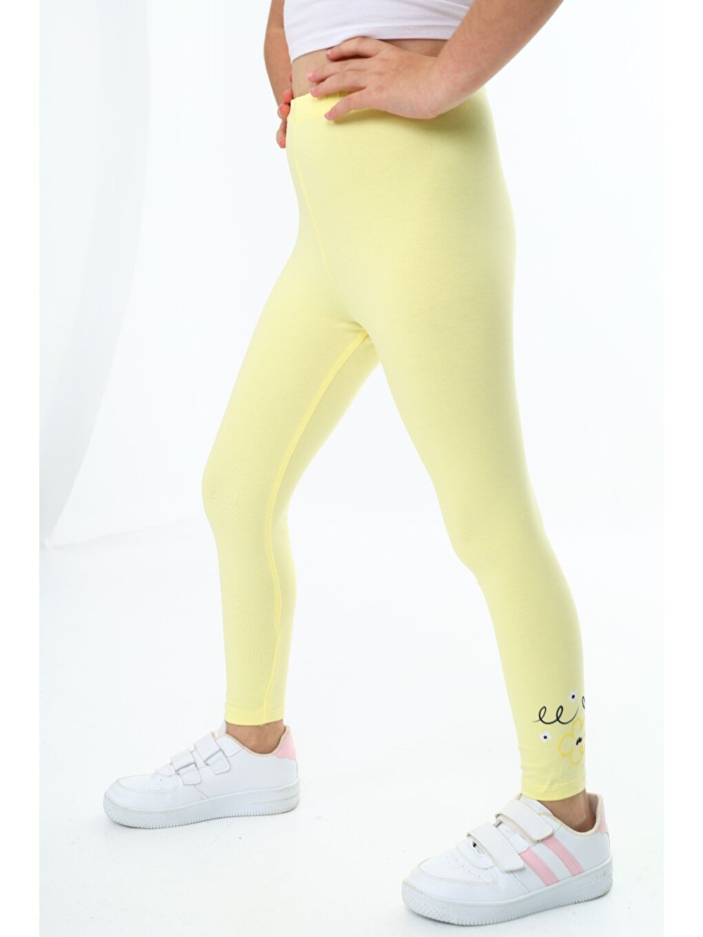 Sarı Kız Çocuk Baskılı Tayt-1