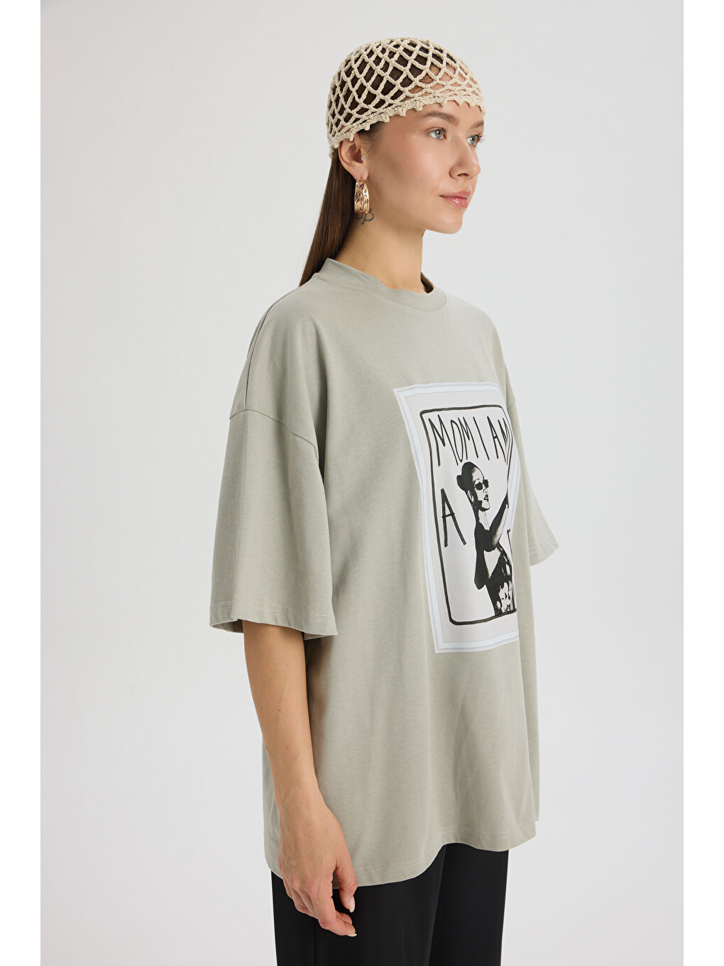 Rich Woman Oversize Gri T-Shirt-3