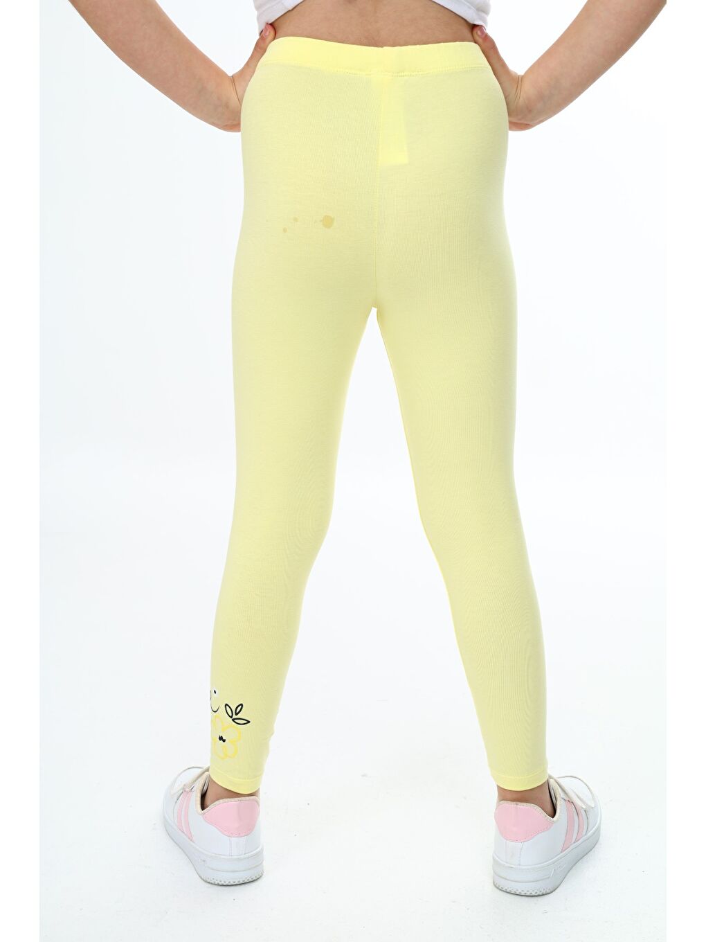 Sarı Kız Çocuk Baskılı Tayt-3