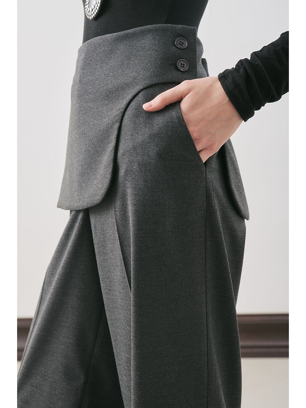 Klasik Kesim Kumaş Pantolon Antrasit-4