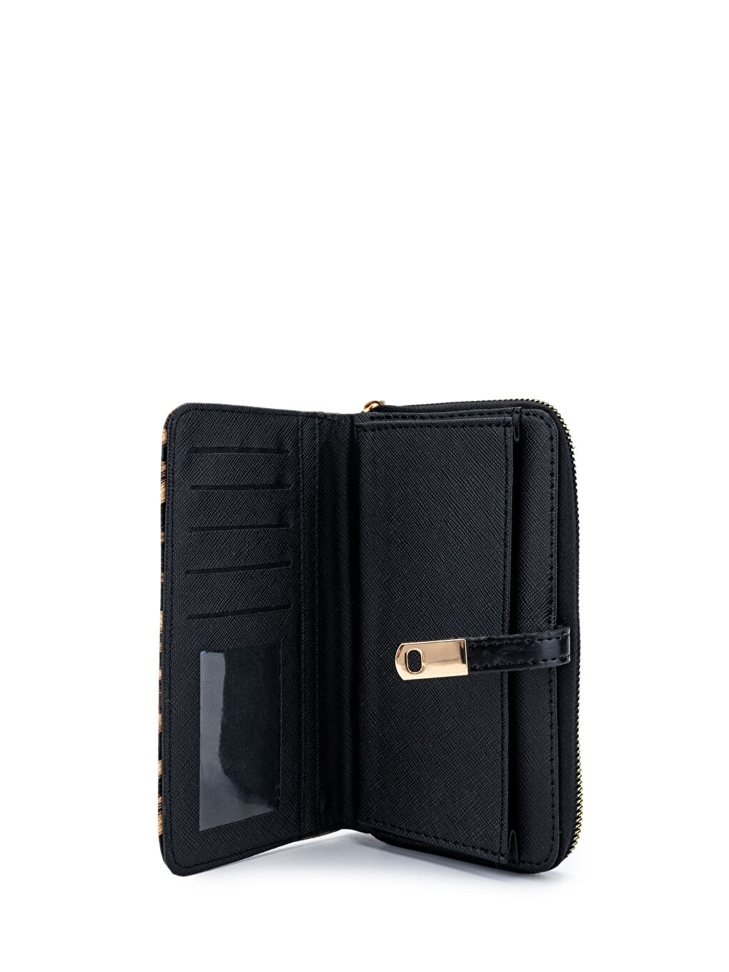 Kahverengi Suni Deri Kadın Cüzdan Leopar MN103-1