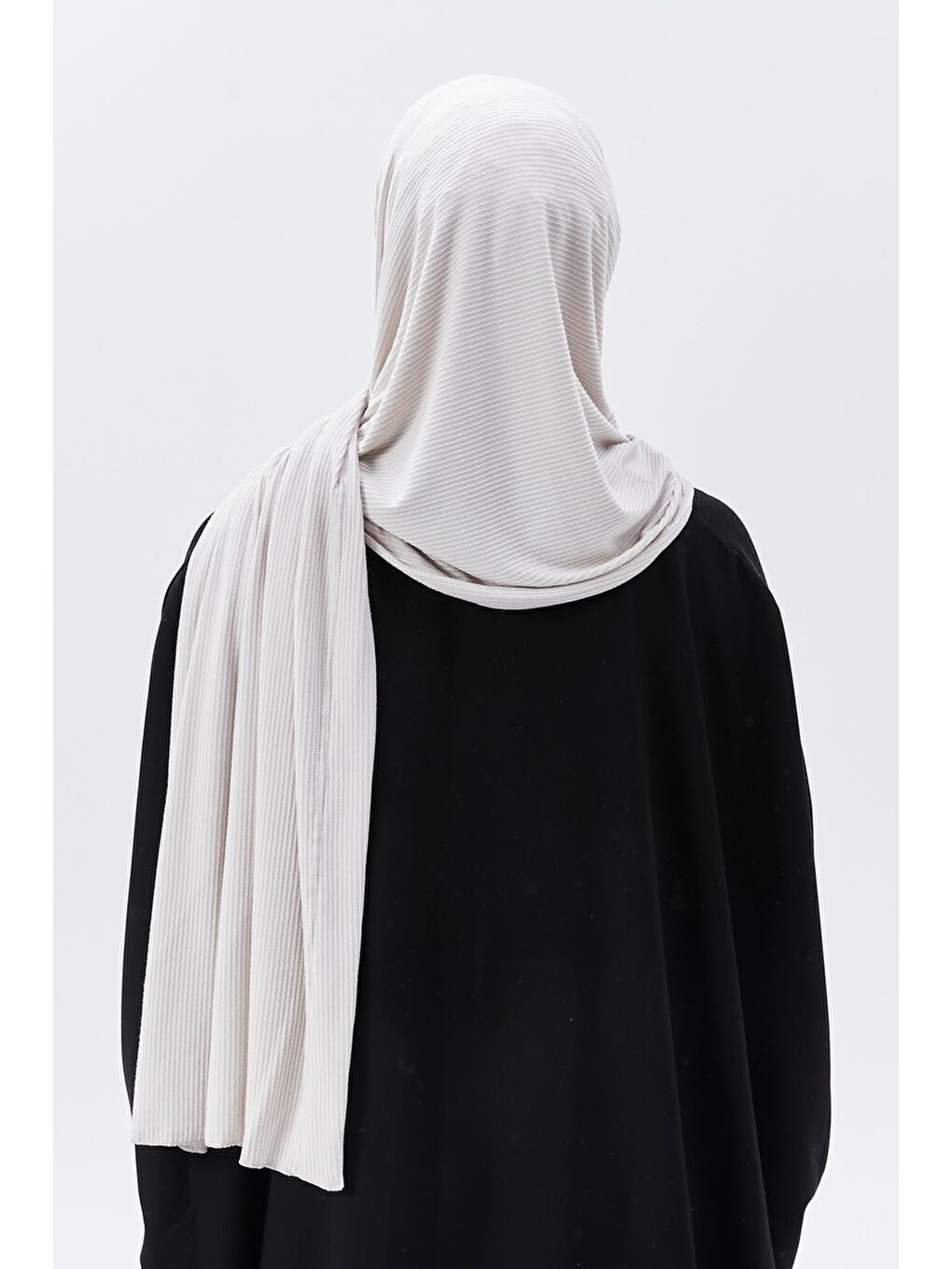 Bej Hazır Pratik Geçmeli Lüks Organik Çizgili Kaşkorse Şal Çapraz Hizalı-5