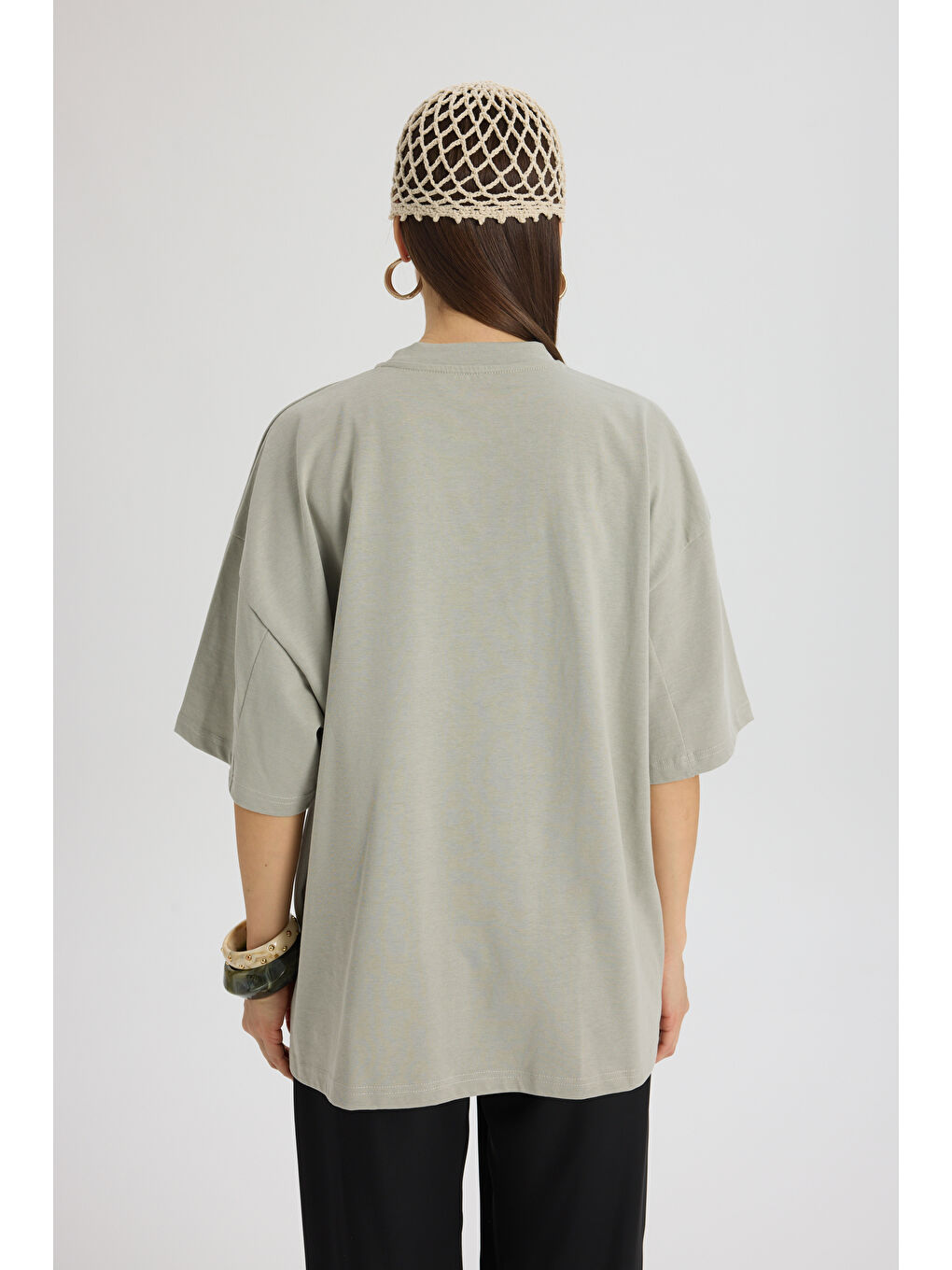 Rich Woman Oversize Gri T-Shirt-4