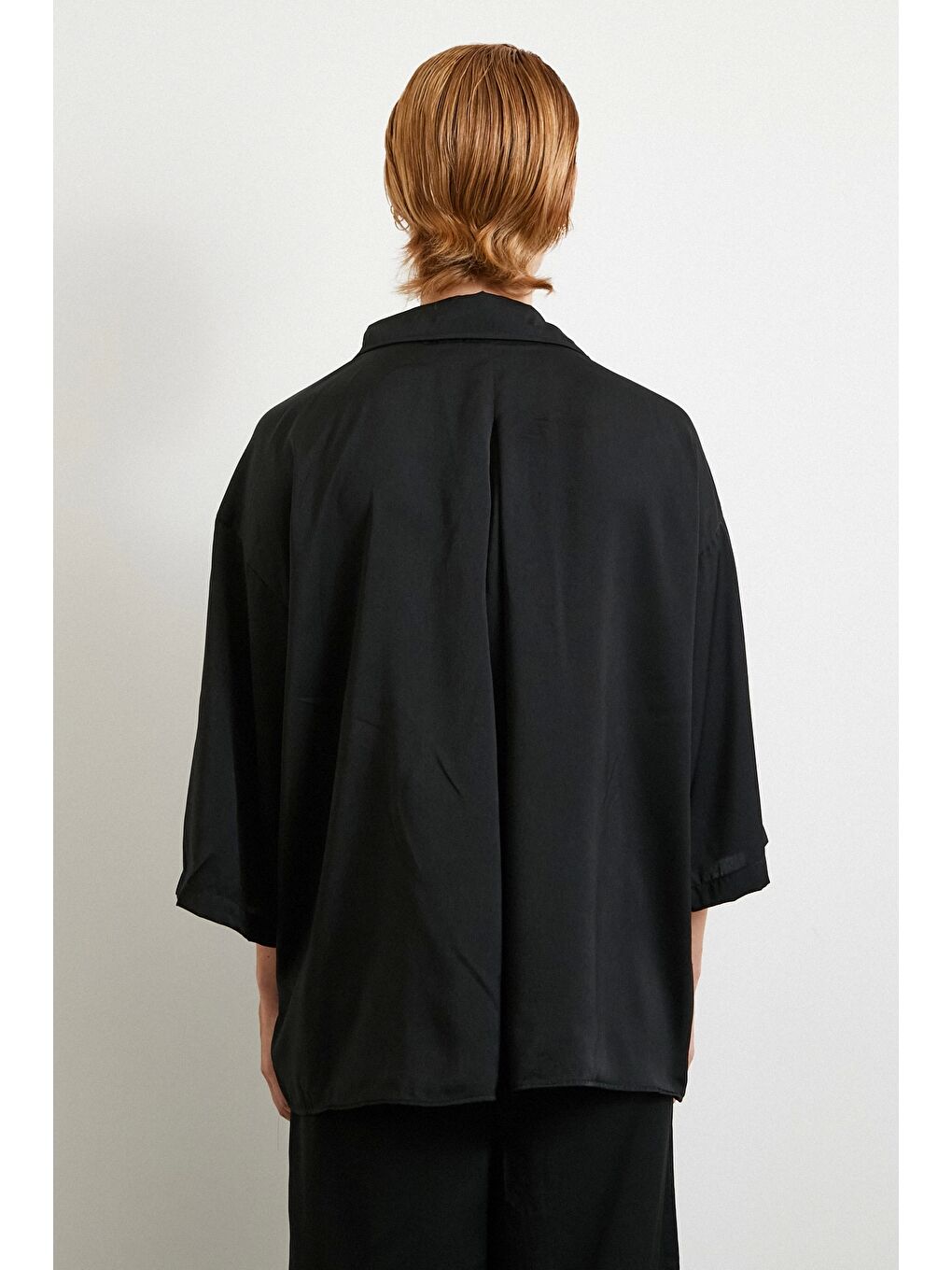 Dökümlü Romantik Gömlek Siyah-5