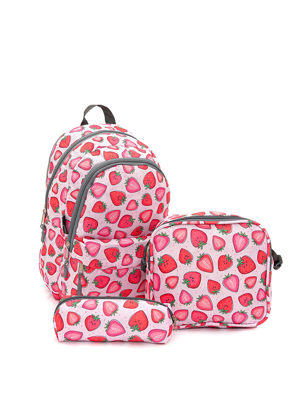 Çilek Desenli 3'lü İlkokul Çanta Seti-2