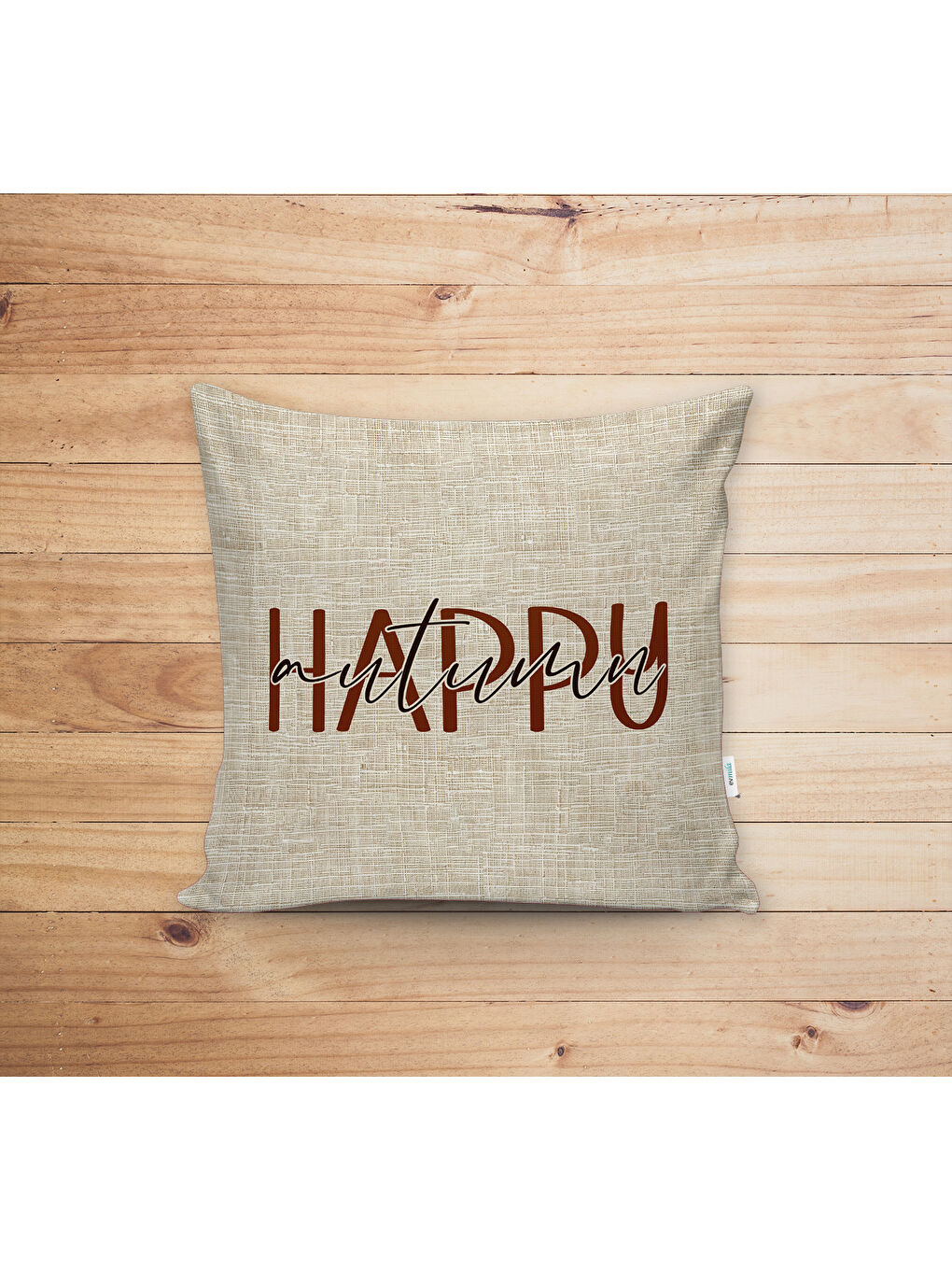 Karışık Çift Taraf Baskılı Kadife Doku Sonbahar Ve Kabak Desenli Kırlent Kılıfı-1