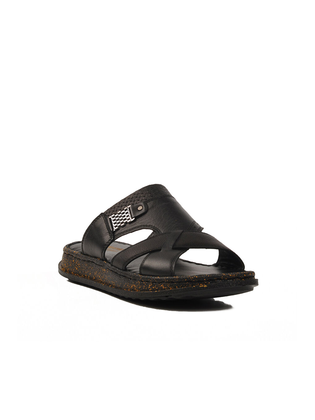 Siyah Hakiki Deri Erkek Terlik 2045 M-2