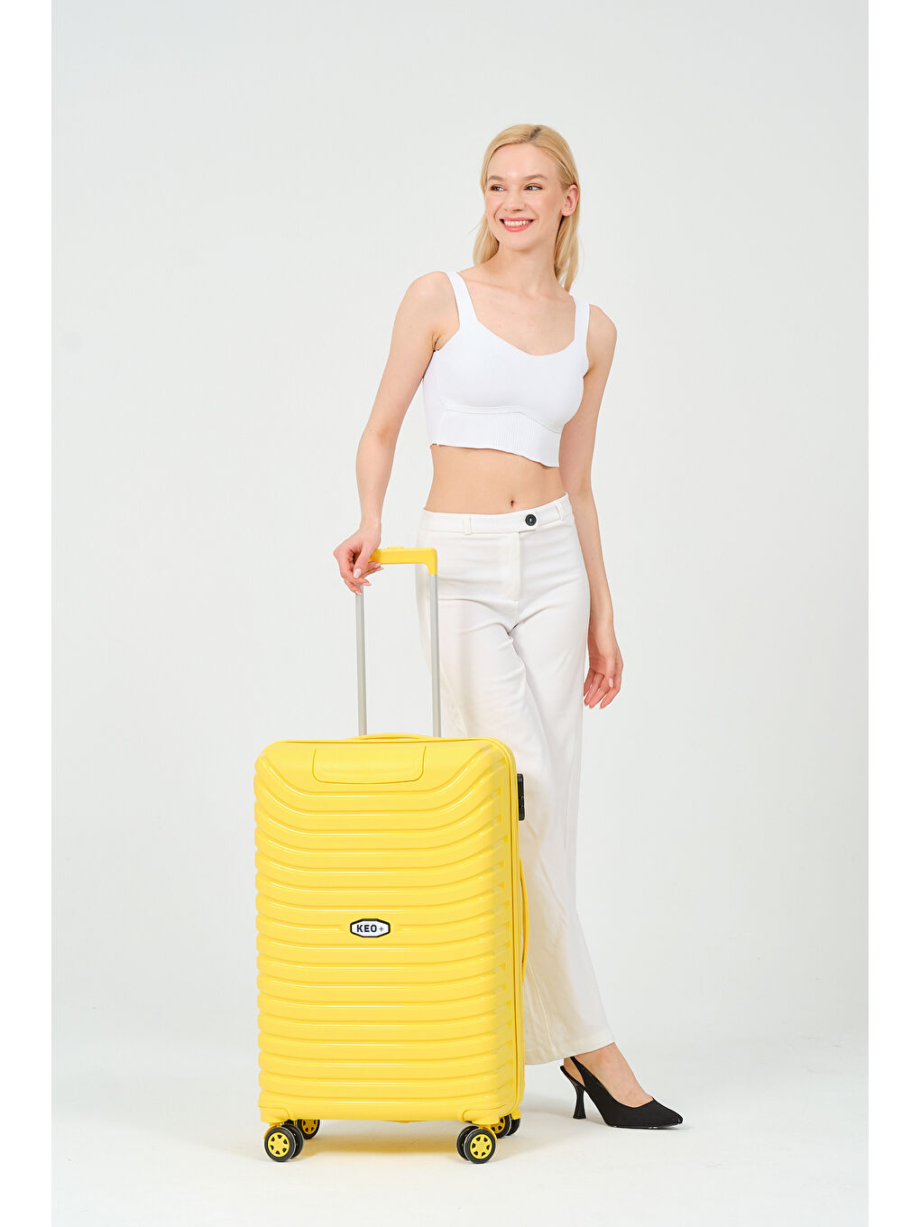 Orta Boy Sarı PP Valiz-1