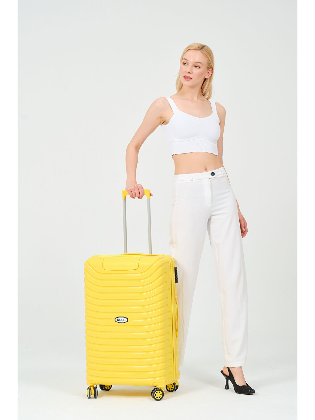 Orta Boy Sarı PP Valiz-3