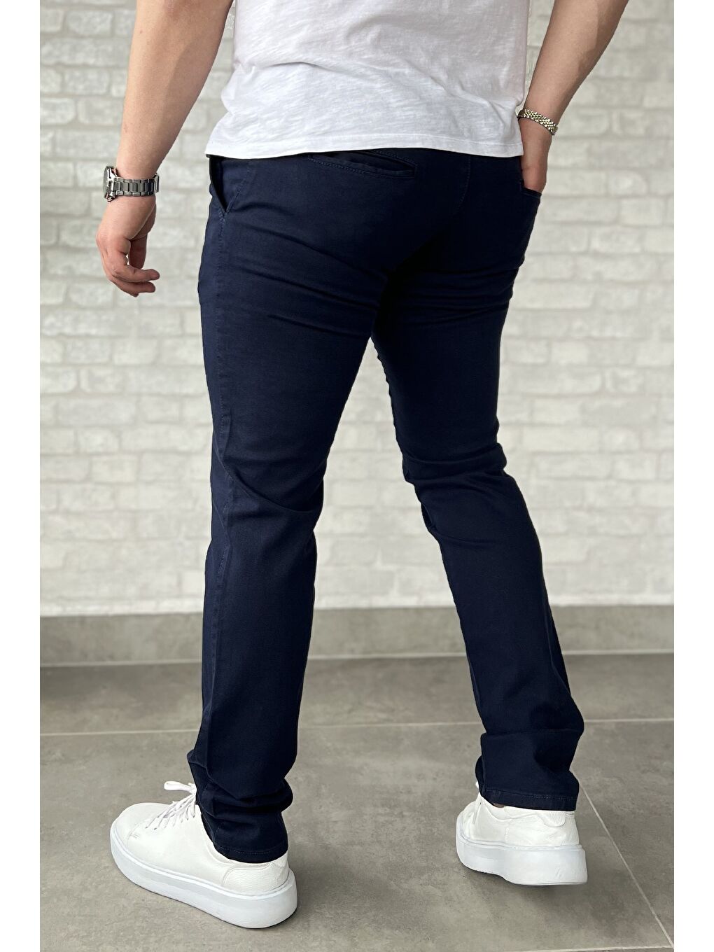 Lacivert Erkek Amblem Detaylı Gabardin Pantolon-2