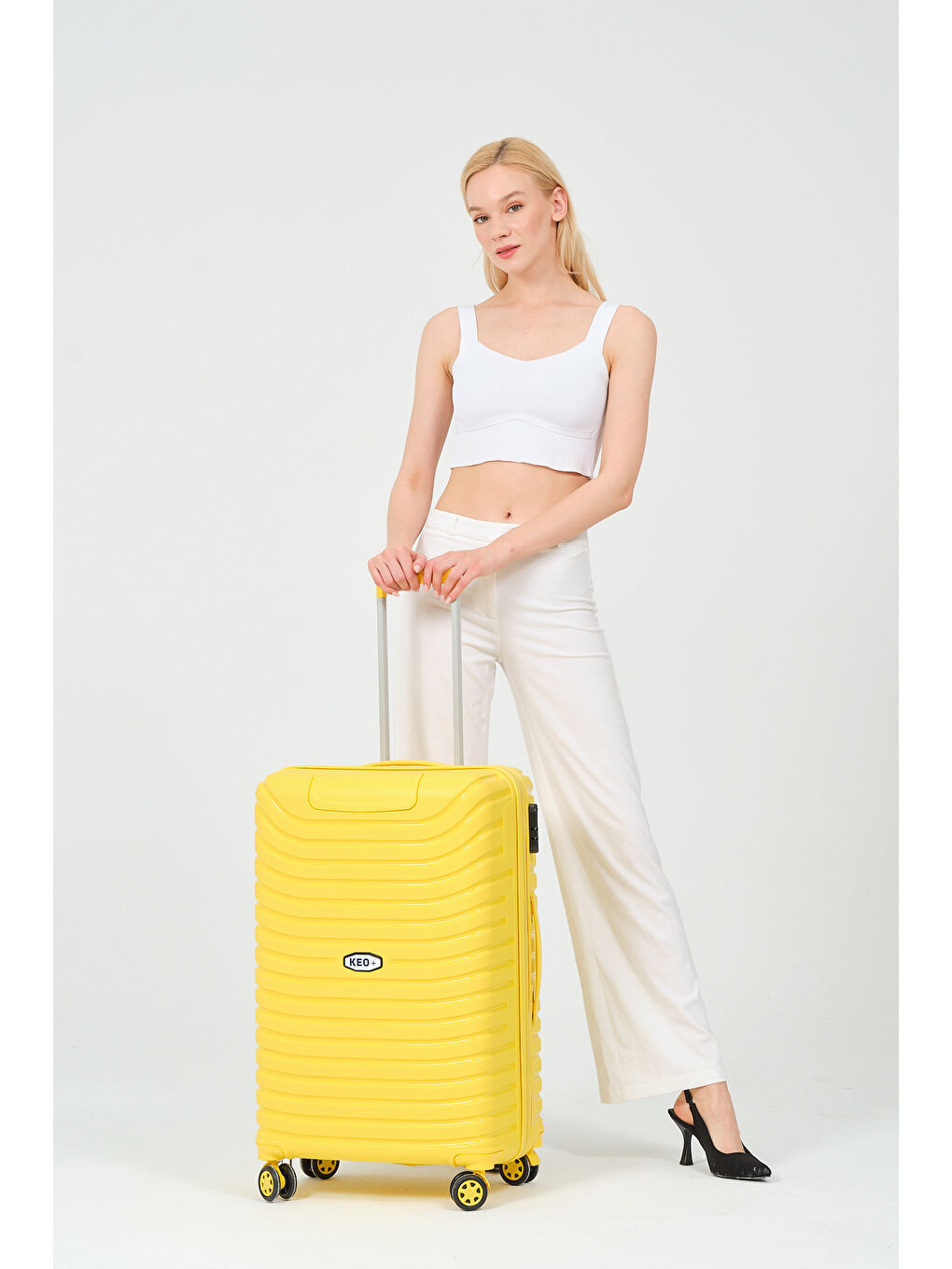 Orta Boy Sarı PP Valiz-4