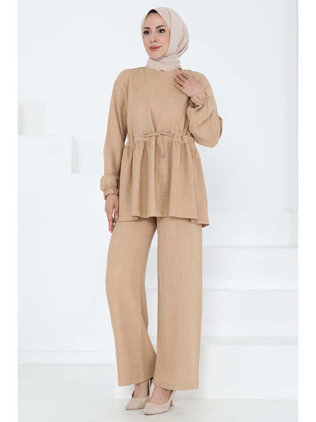 Bej Bağlamalı İkili Takım Vizon - 27196