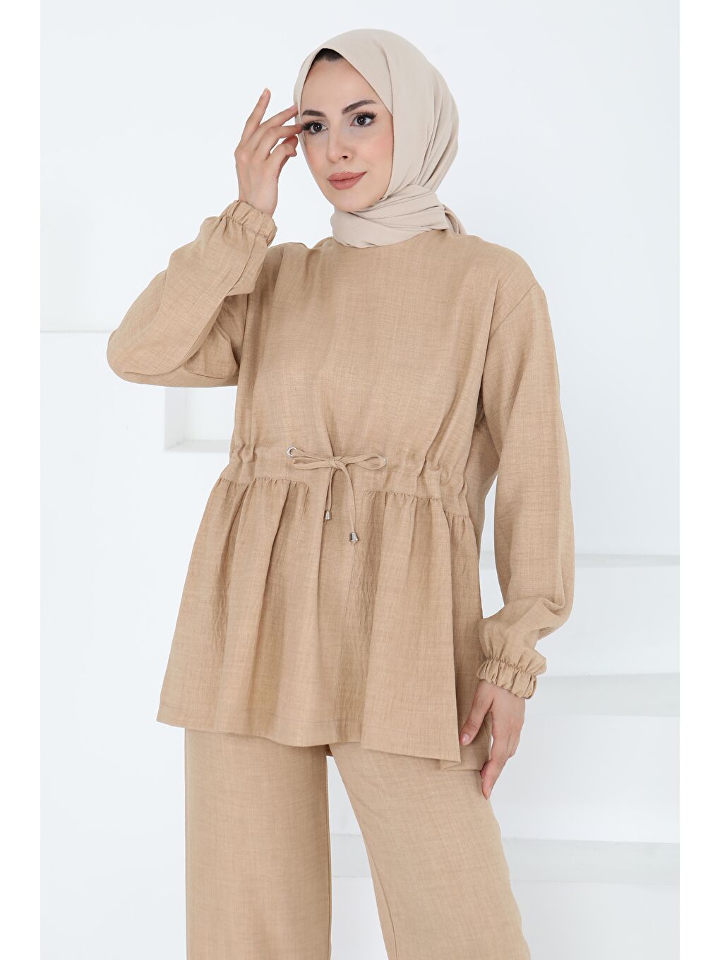 Bej Bağlamalı İkili Takım Vizon - 27196-1
