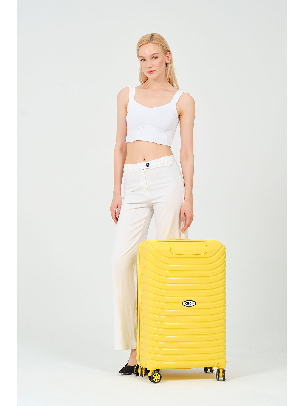 Orta Boy Sarı PP Valiz-6