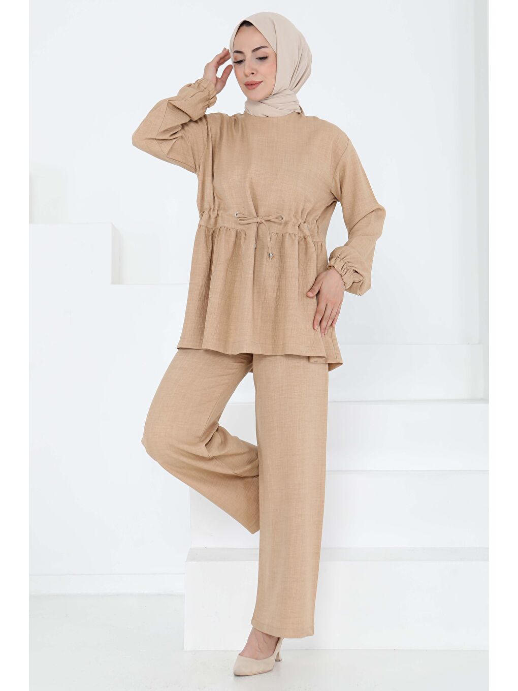 Bej Bağlamalı İkili Takım Vizon - 27196-2