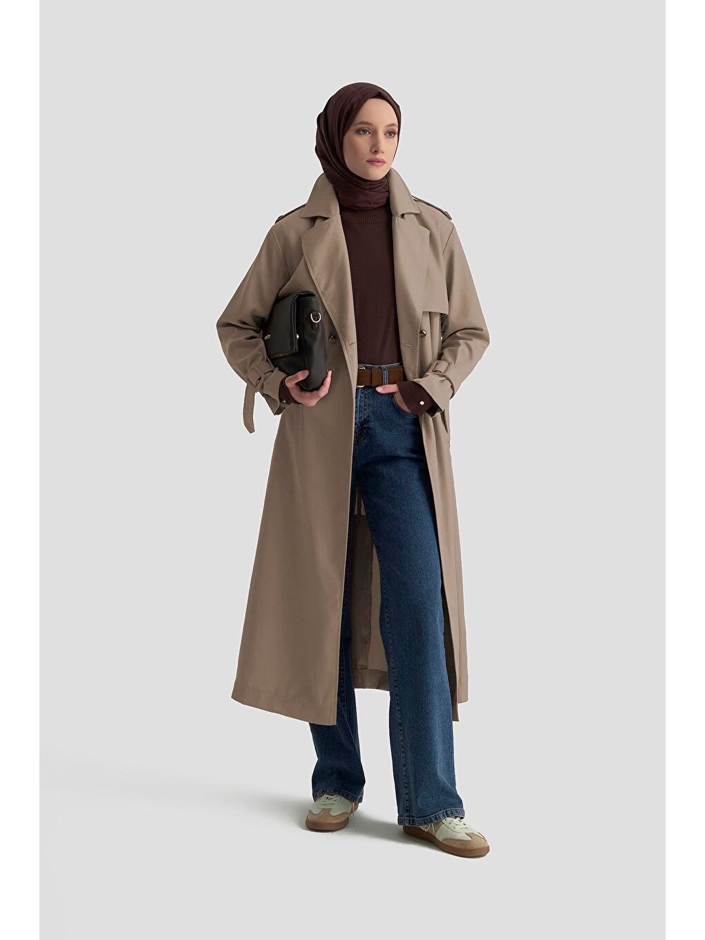 Gold Düğmeli Trençkot 25Ktd709 Bej-3
