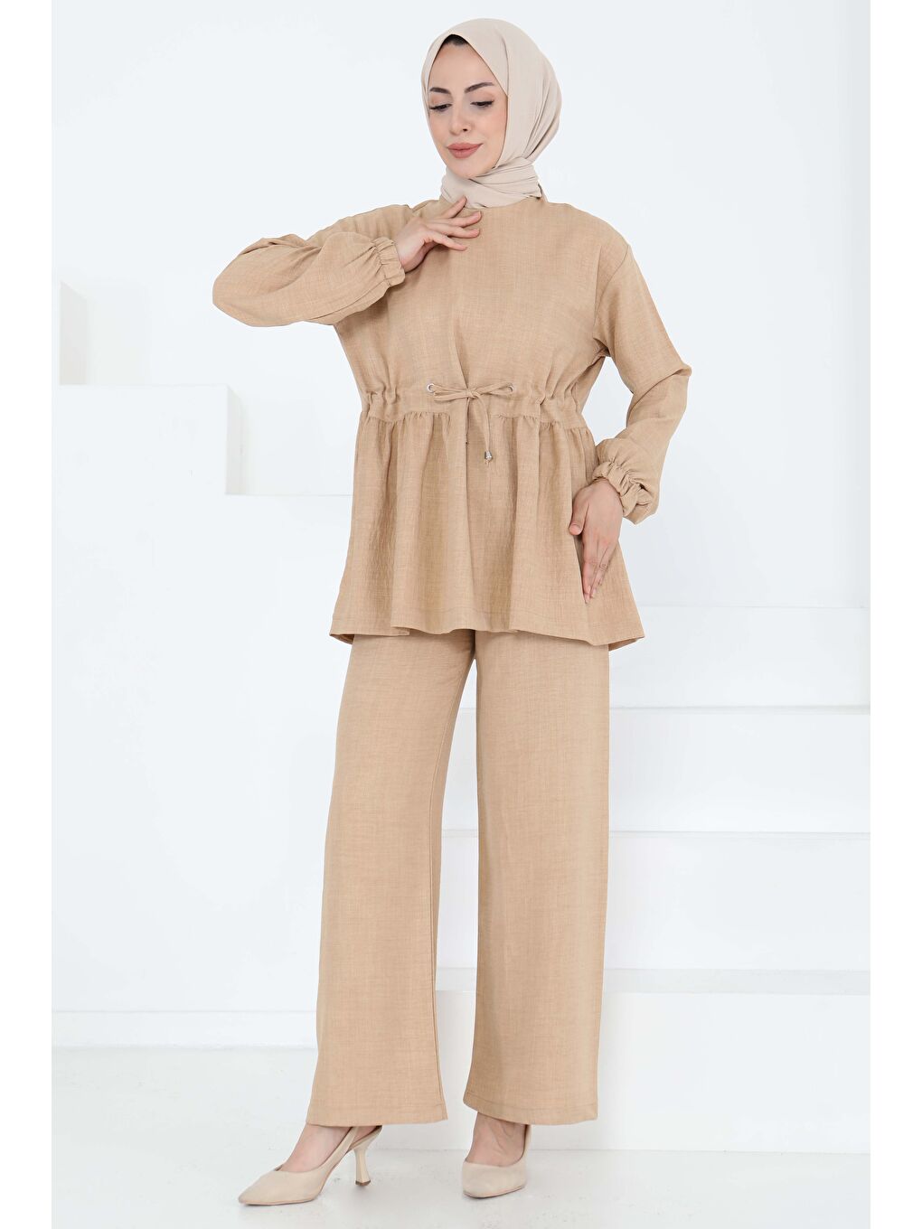 Bej Bağlamalı İkili Takım Vizon - 27196-4