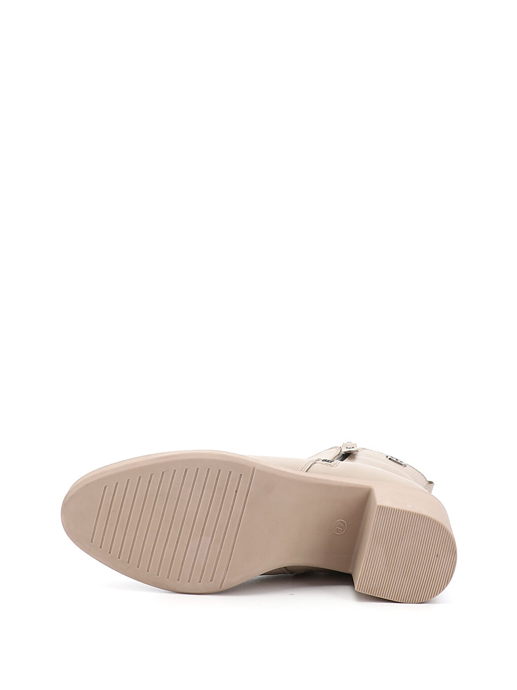 Bej Kadın BEJ-CAMEL Fermuarlı Kalın Topuklu Hakiki Deri Bot-3