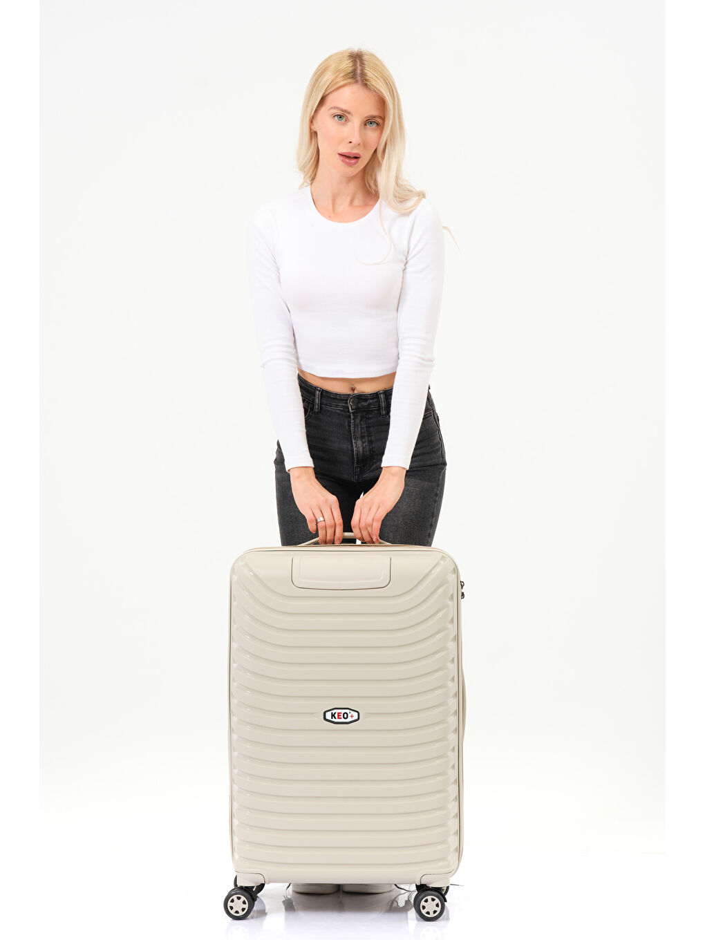 Ekru Orta Boy Krem PP Valiz-2