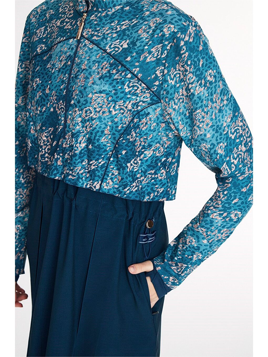 Petrol Vaha Koleksiyonu Desenli Lacivert 5 Parça Tam Tesettür Mayo Takımı 5088-9