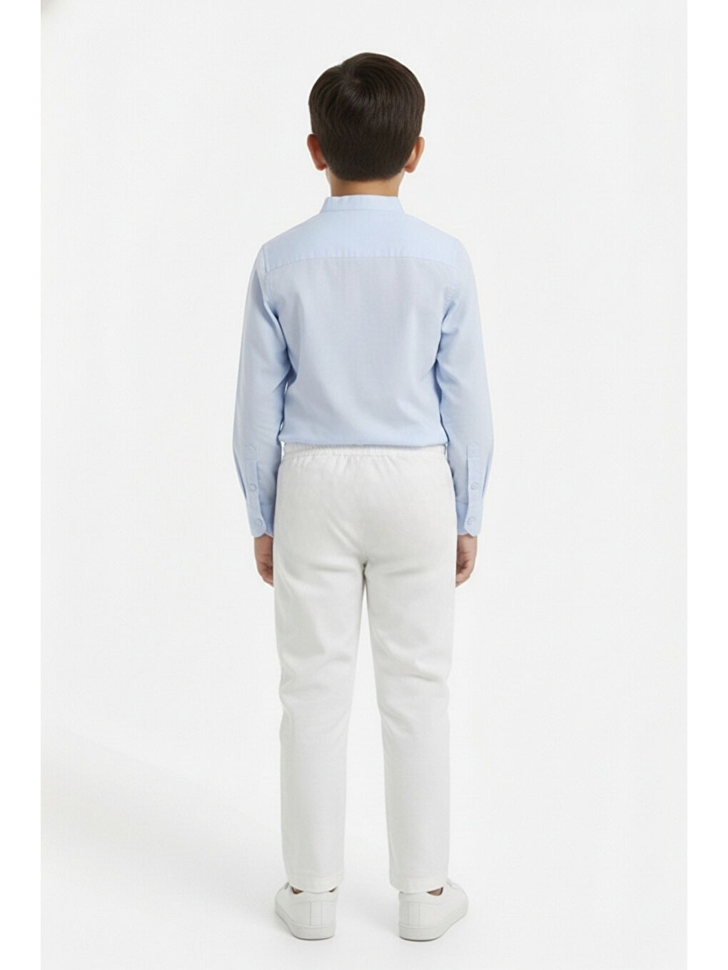 Mavi Erkek Çocuk 2li Takım Hakim Yaka Düğmeli Uzun Kollu Gömlek - Beli Bağlamalı Normal Paça Pantolon 142-4