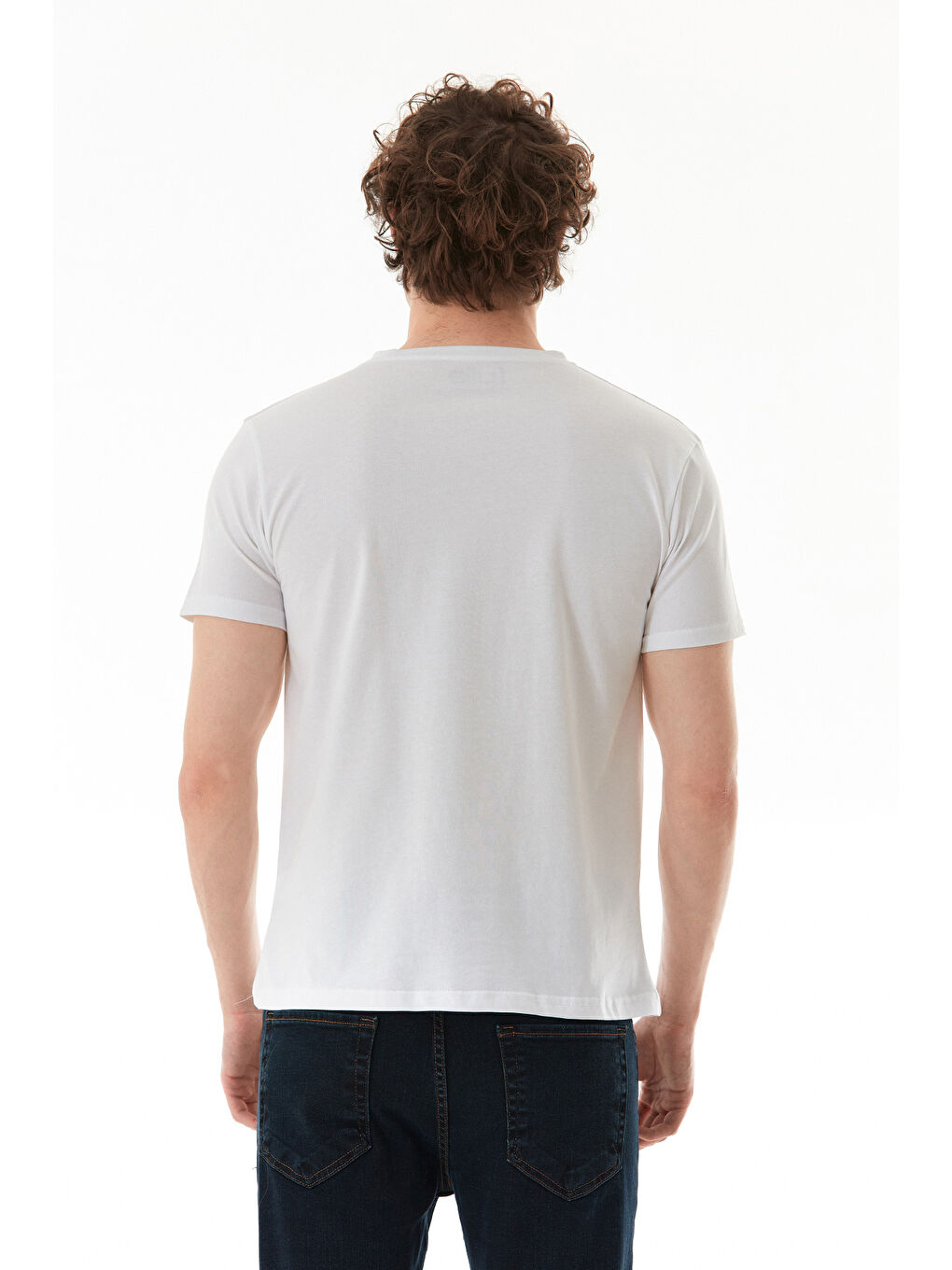 Beyaz Los Angeles Yazı Baskılı Bisiklet Yaka Tişört-3