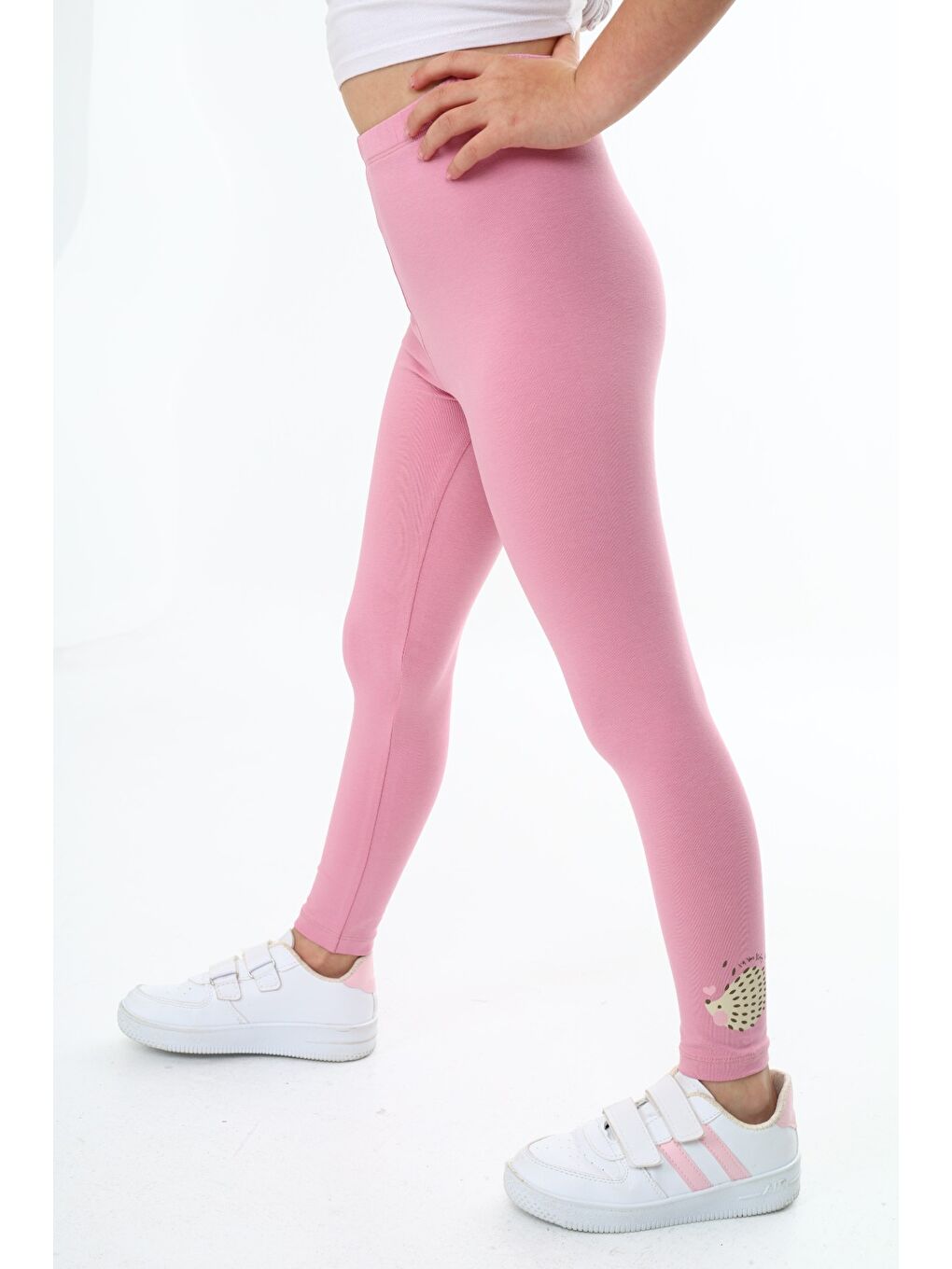 Pembe Kız Çocuk Baskılı Tayt-2