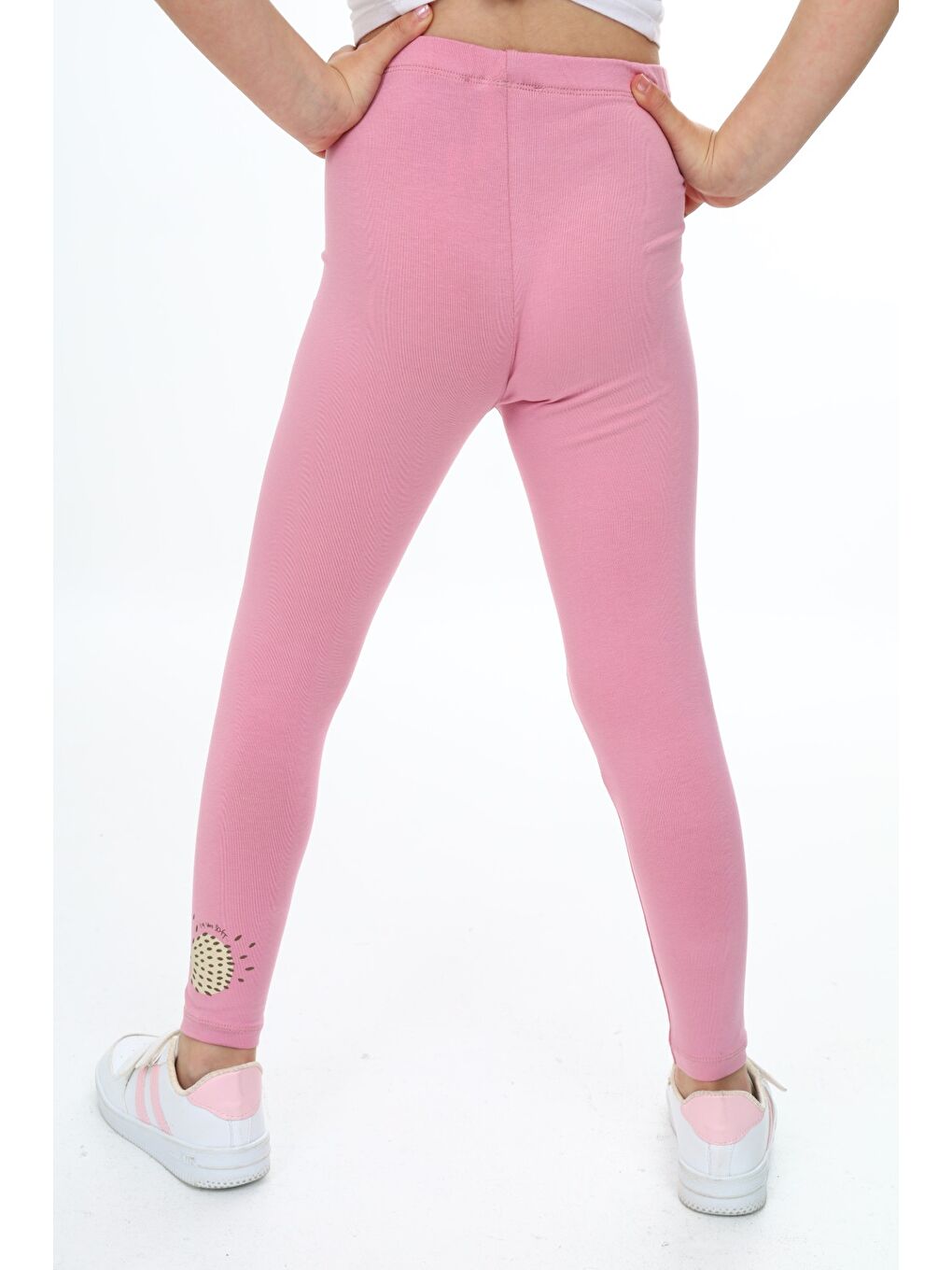 Pembe Kız Çocuk Baskılı Tayt-3