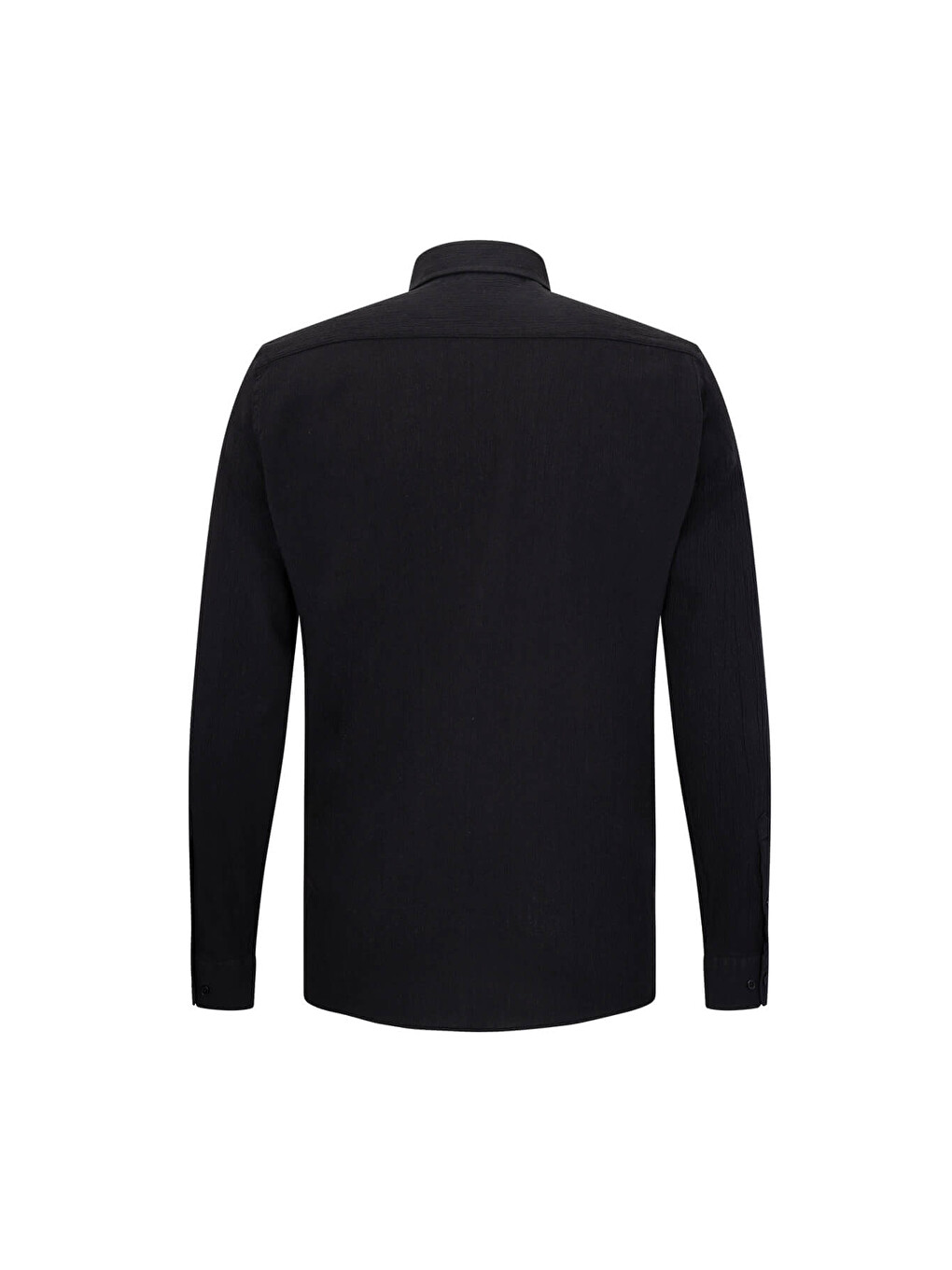 Siyah Comfort Fit 100% Pamuk Düğmeli Yaka Uzun Kollu Casual Gömlek-1