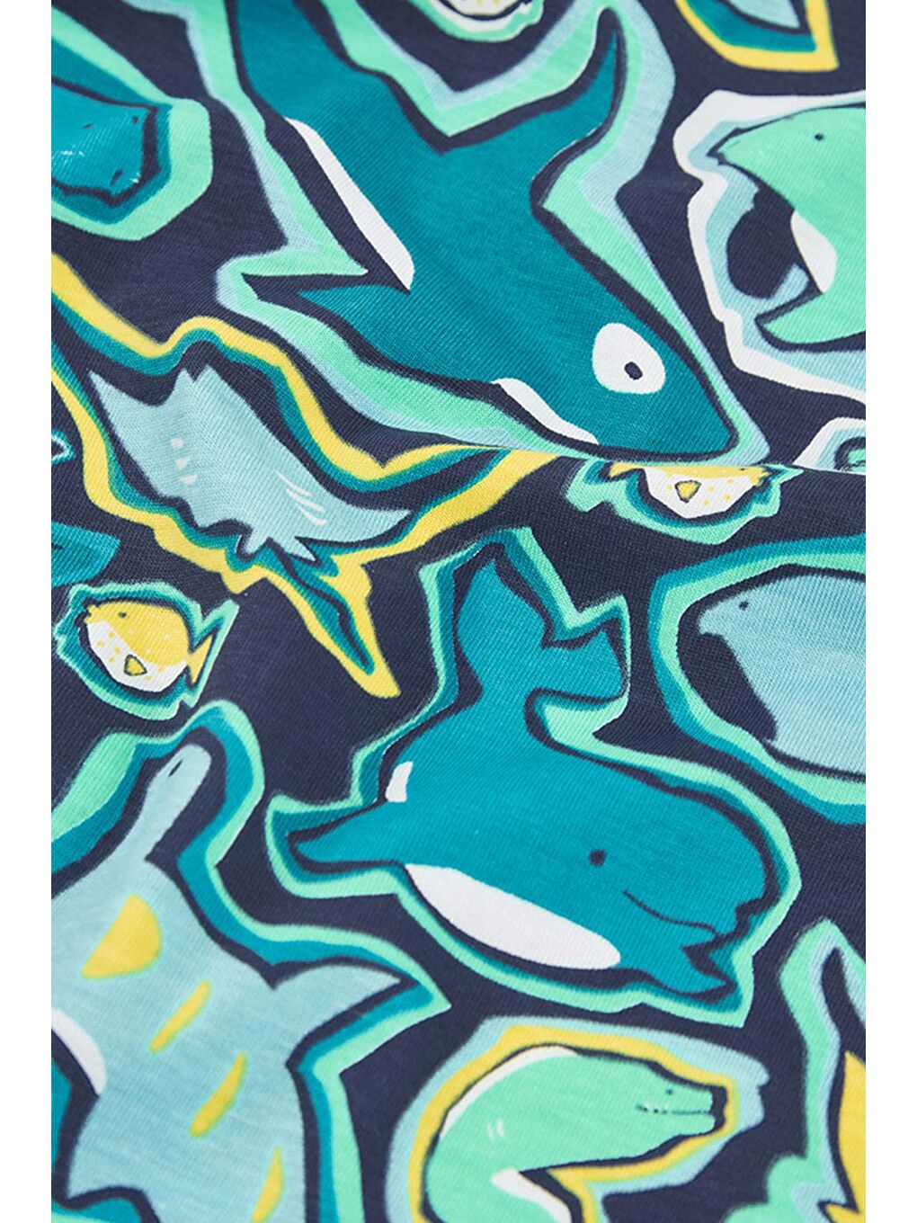 Deniz Canlıları Desenli Tshirt 2-6 Yaş Mavi-3