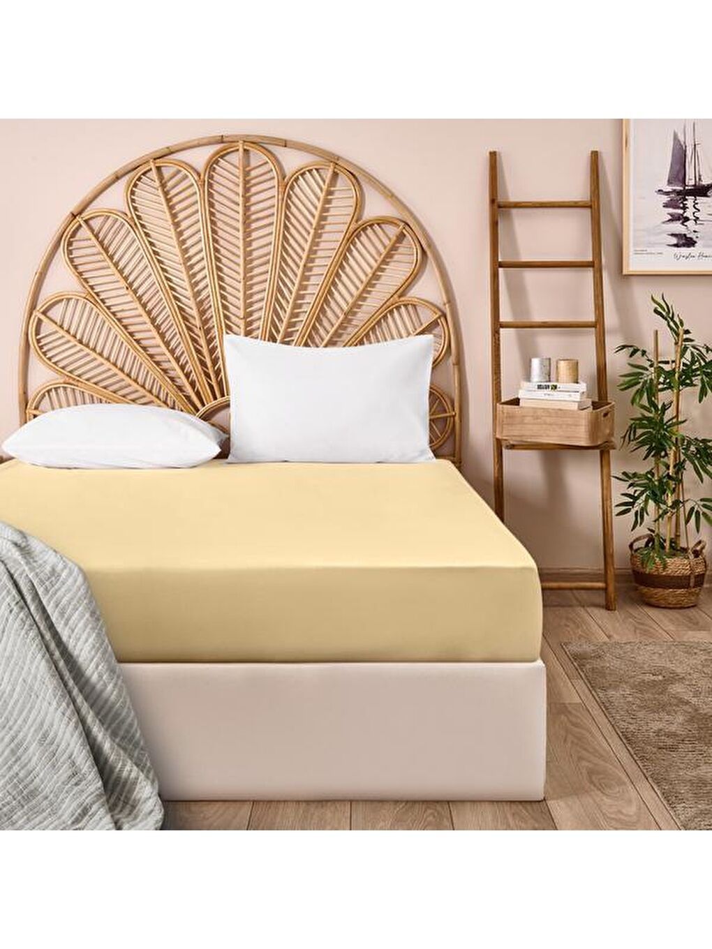 Soft King Size Lastikli Çarşaf - Açık Bej - 180x200 cm