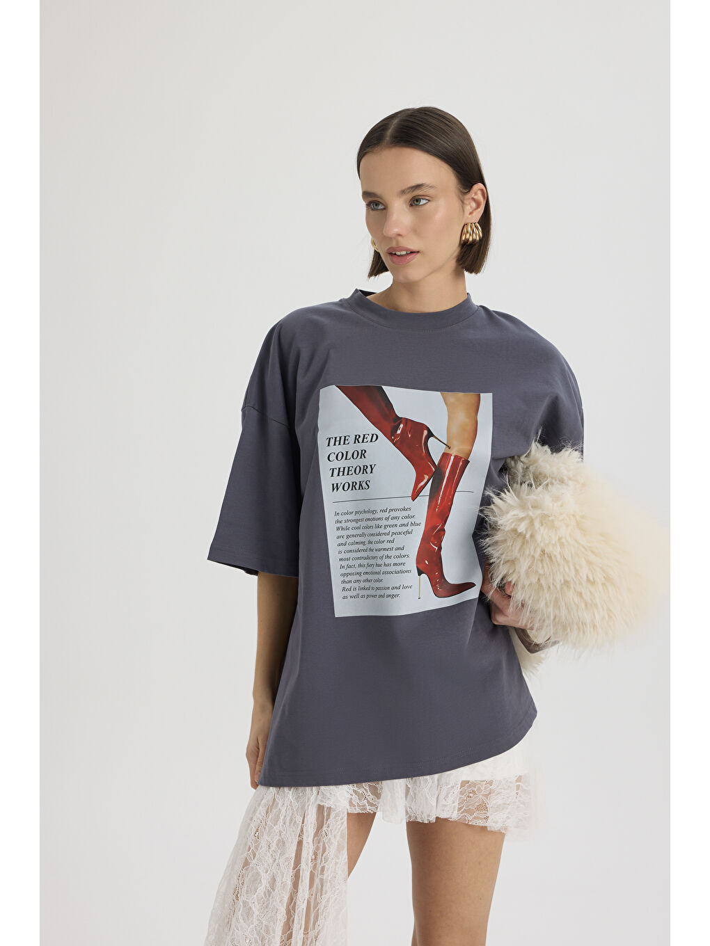 Gri Theory Oversize Füme T-Shirt-1
