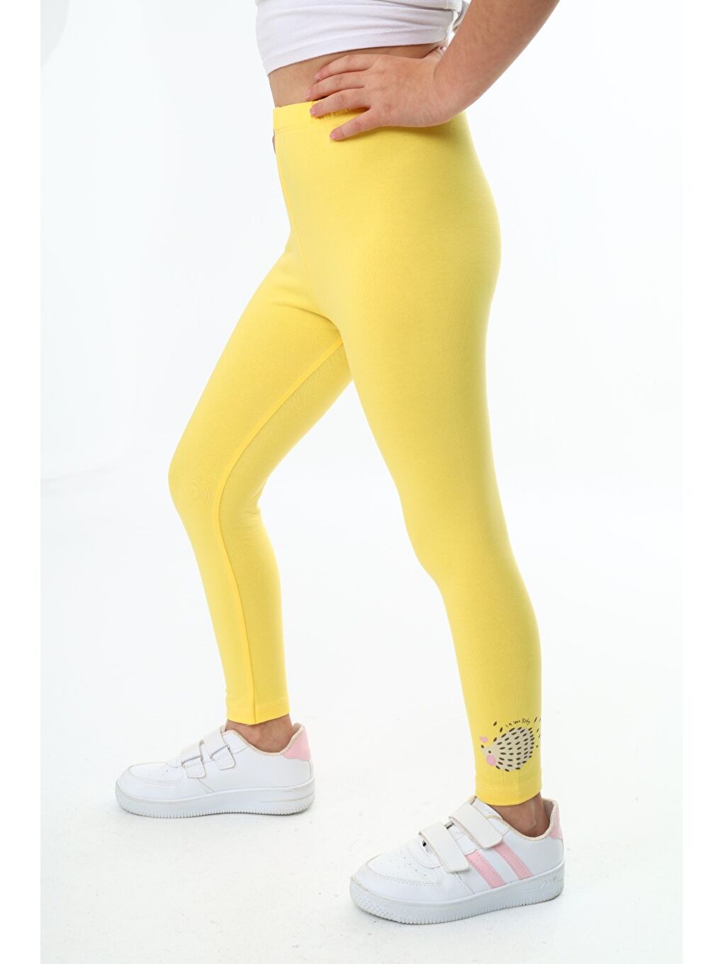 Sarı Kız Çocuk Baskılı Tayt-4