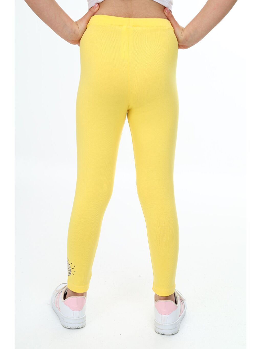 Sarı Kız Çocuk Baskılı Tayt-5