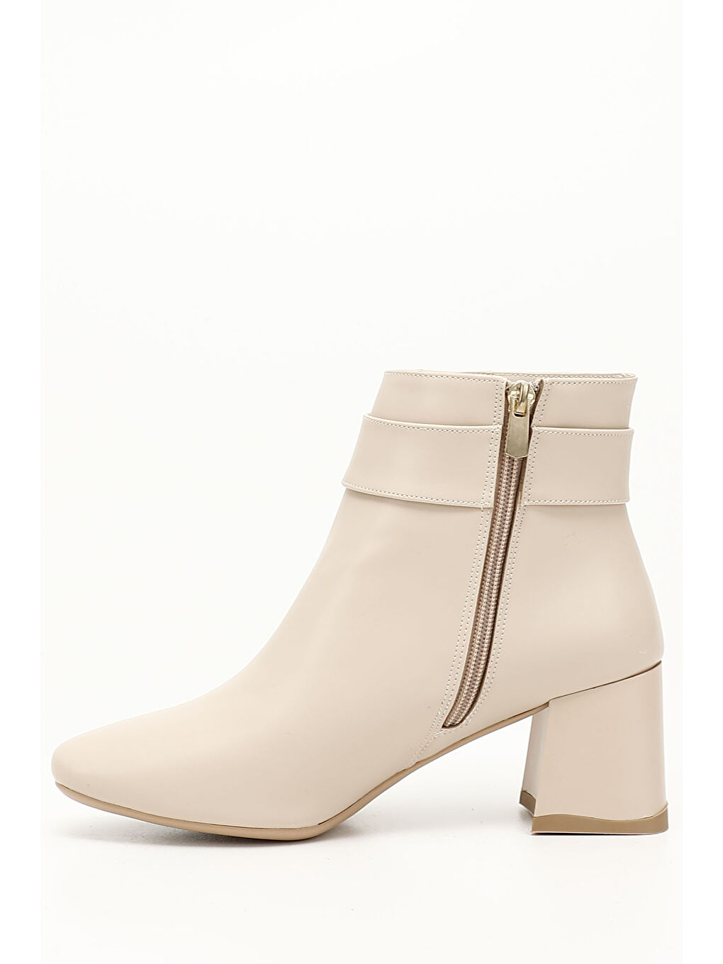 Bej BEJ-CAMEL  Kalın Topuklu Fermuarlı Kadın Bot 35447-2