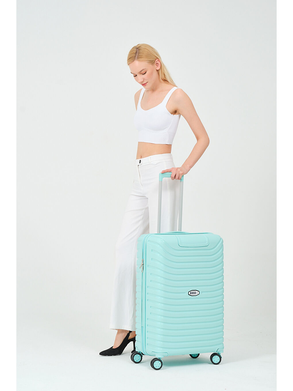 Orta Boy Turkuaz PP Valiz-1