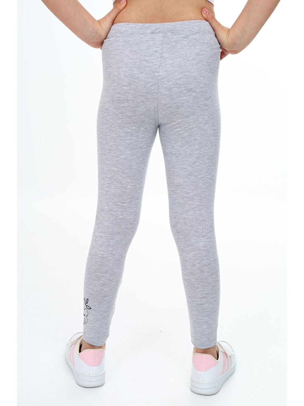 Gri Kız Çocuk Baskılı Tayt-1