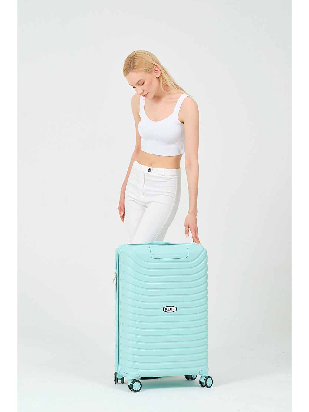 Orta Boy Turkuaz PP Valiz-4