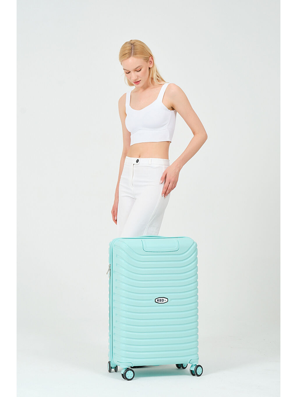 Orta Boy Turkuaz PP Valiz-6