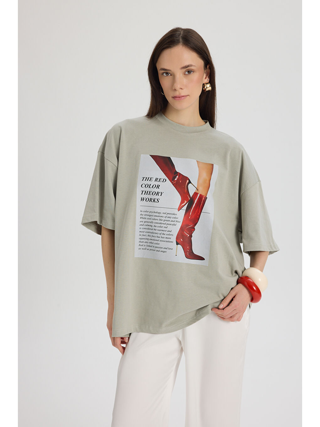 Theory Oversize Gri T-Shirt