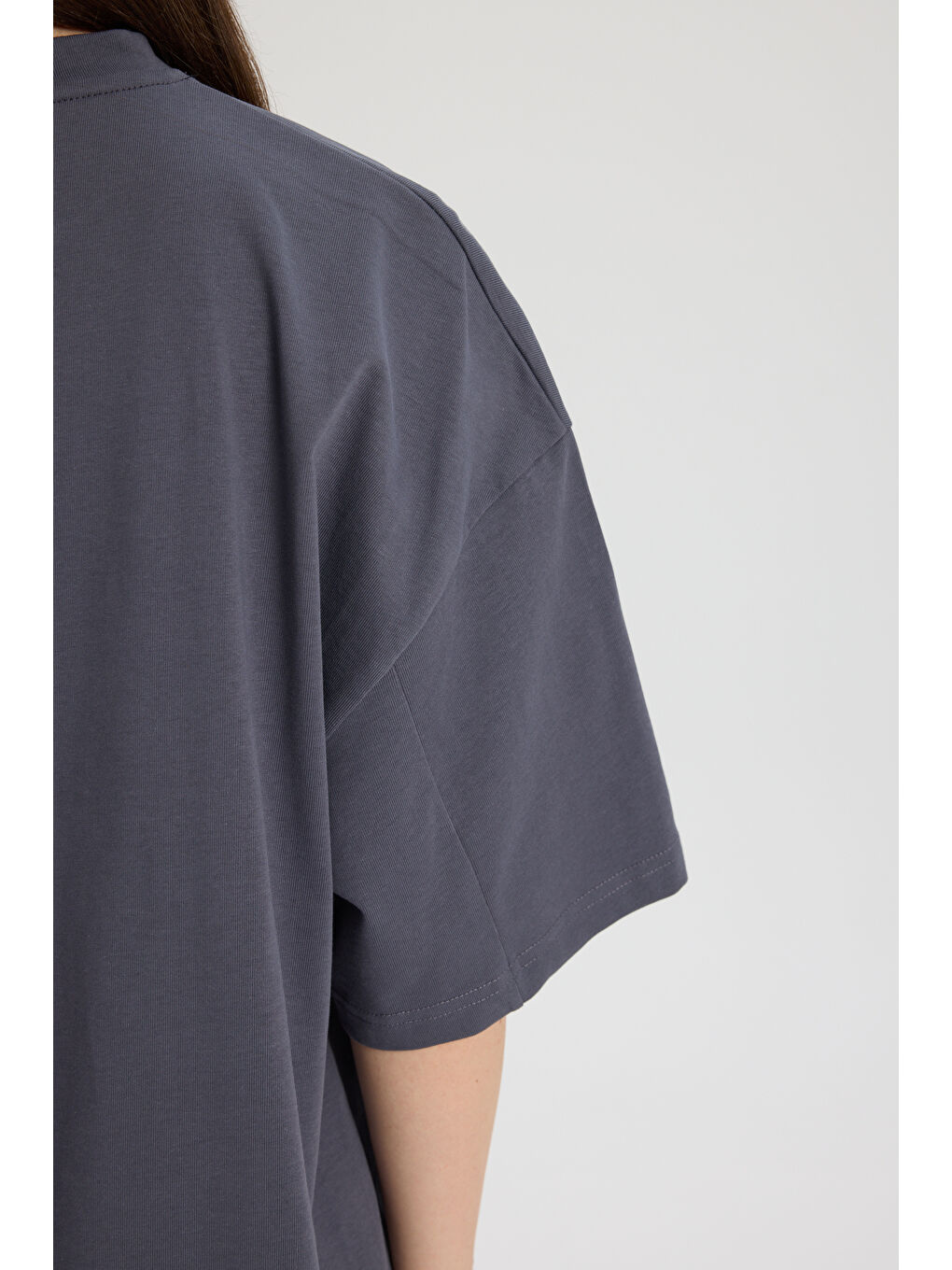 Gri Rich Woman Oversize Füme T-Shirt-7