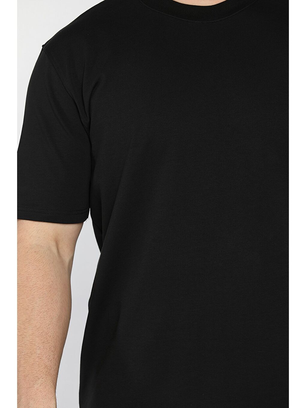 Siyah Erkek Bisiklet Yaka Tişört-3