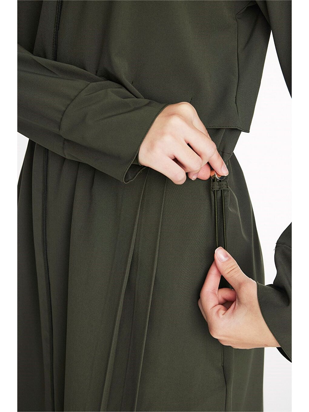 Haki Vaha Koleksiyonu Omuz Bölgesi Palmiye Desenli Yeşil 5 Parça Tam Tesettür Mayo Takımı 5097-9