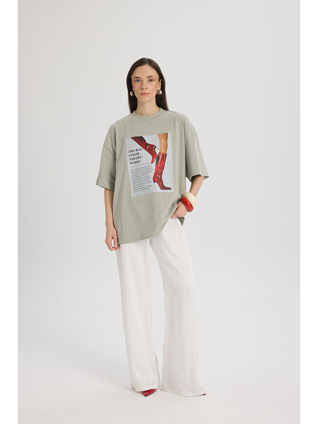 Theory Oversize Gri T-Shirt-1