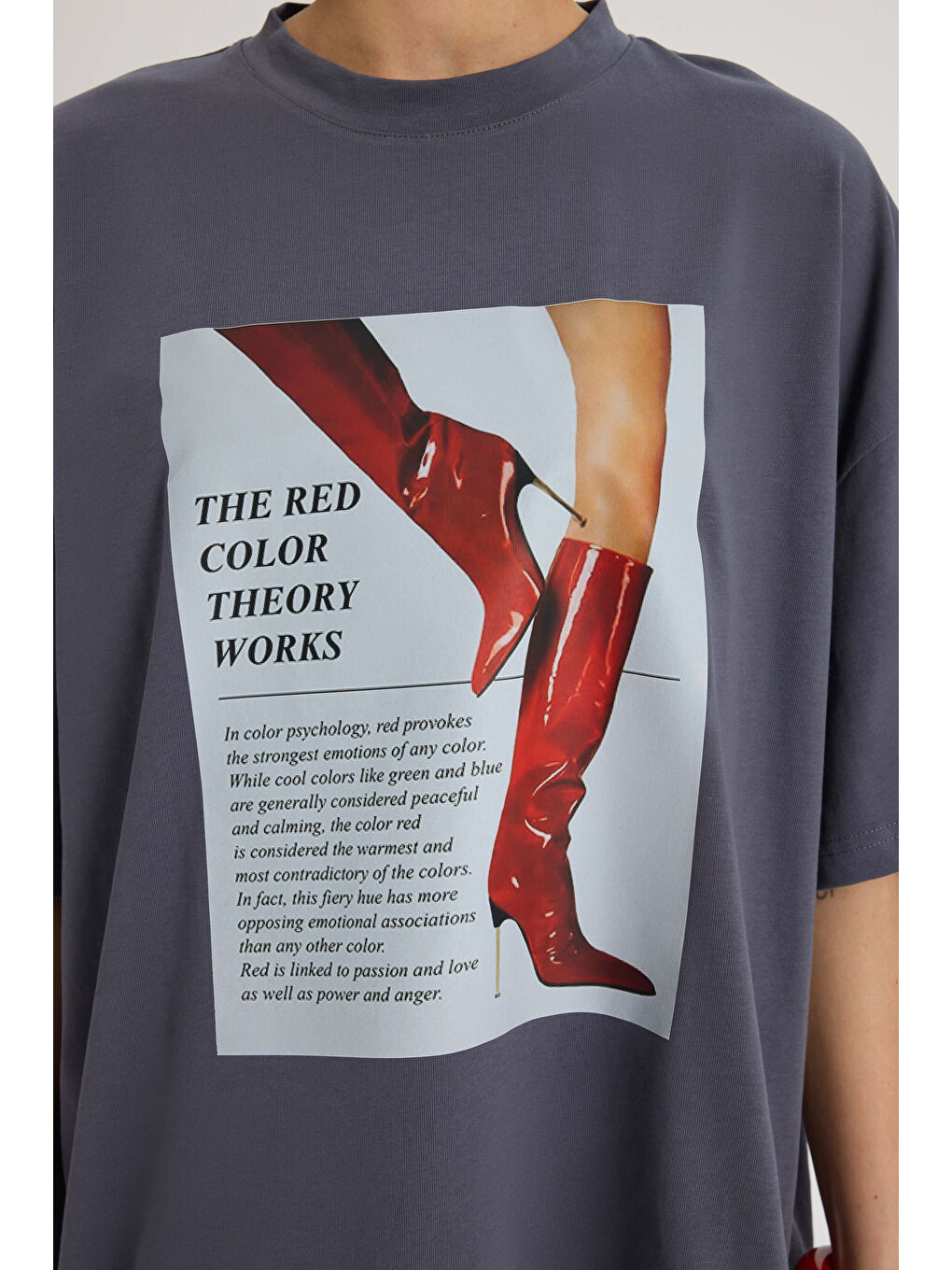 Gri Theory Oversize Füme T-Shirt-6