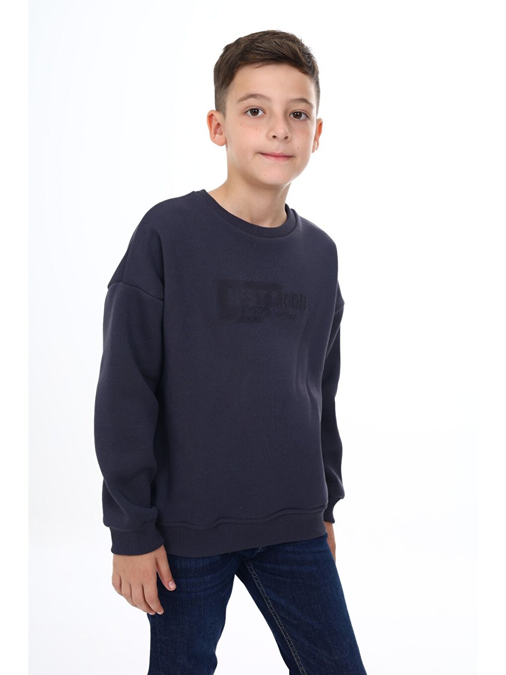 Antrasit Erkek Çocuk Baskılı Sweatshirt-1