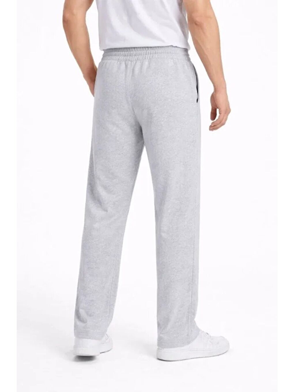 Erkek Düz Paça Beli Lastikli İpli Günlük Spor Eşofman Altı Rahat Fit - Gri-2