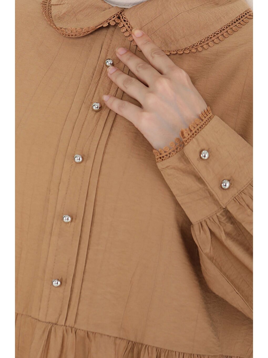 Kahverengi Yaka Detaylı İkili Takım Taba - 27182-5