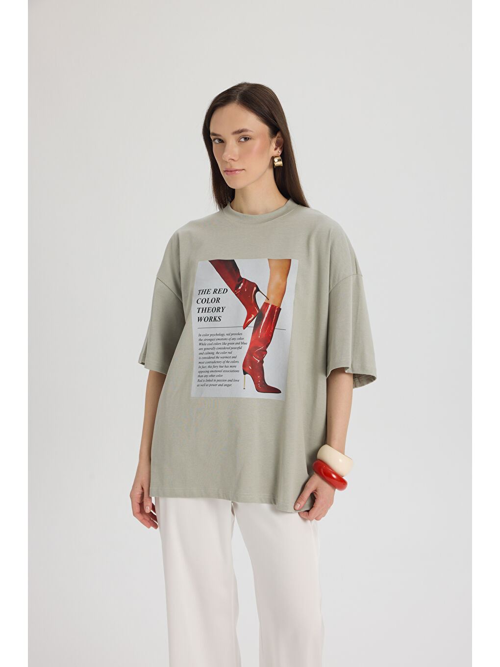 Theory Oversize Gri T-Shirt-3